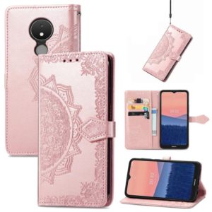 For Nokia C21 Mandala Flower Embossed Horizontal Flip Leather Phone Case(Rose Gold) (OEM)