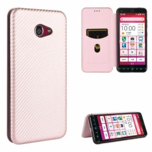 For Kyocera Katan Sumaho 2 (A001KC) Carbon Fiber Texture Horizontal Flip TPU + PC + PU Leather Case with Card Slot(Pink) (OEM)