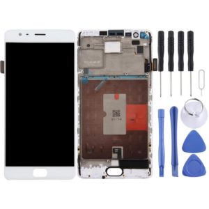 For OnePlus 3T Digitizer Full Assembly with Frame OEM LCD Screen (White) (OEM)