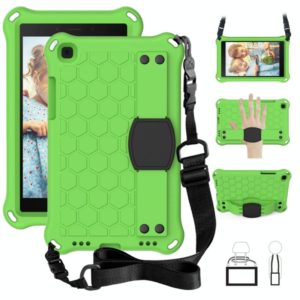 For Galaxy Tab A8.0 T290 / T295（2019） Honeycomb Design EVA + PC Four Corner Anti Falling Flat Protective Shell With Straps(Green+Black) (OEM)