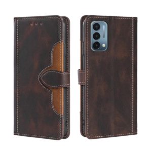 For OnePlus Nord N200 5G Skin Feel Straw Hat Magnetic Buckle Leather Phone Case(Brown) (OEM)
