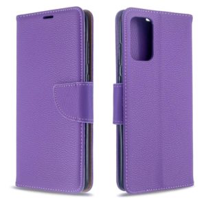 For Galaxy S20+ Litchi Texture Pure Color Horizontal Flip PU Leather Case with Holder & Card Slots & Wallet & Lanyard(Purple) (OEM)