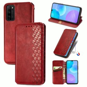 For Huawei Honor 30 Lite Cubic Grid Pressed Horizontal Flip Magnetic PU Leather Case with Holder & Card Slots & Wallet(Red) (OEM)