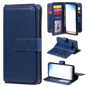 For Samsung Galaxy S10 Multifunctional Magnetic Copper Buckle Horizontal Flip Solid Color Leather Case with 10 Card Slots & Wallet & Holder & Photo Frame(Dark Blue) (OEM)