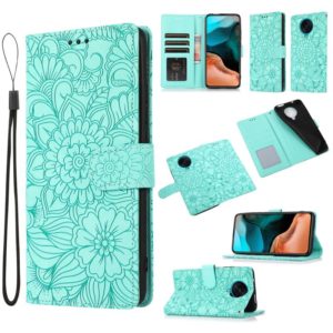 For Xiaomi Redmi K30 Pro Skin Feel Embossed Sunflower Horizontal Flip Leather Case with Holder & Card Slots & Wallet & Lanyard(Green) (OEM)