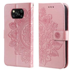For Xiaomi Poco X3/X3 Pro/X3 NFC 7-petal Flowers Embossing Pattern Horizontal Flip PU Leather Case with Holder & Card Slots & Wallet & Photo Frame(Rose Gold) (OEM)