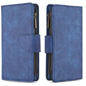 For Huawei P40 Skin Feel Detachable Magnetic Zipper Horizontal Flip PU Leather Case with Multi-Card Slots & Holder & Wallet & Photo Frame & Lanyard(Blue) (OEM)