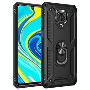 For Xiaomi Redmi Note 9 Pro Shockproof TPU + PC Protective Case with 360 Degree Rotating Holder(Black) (OEM)