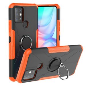 For Infinix Note 10 Armor Bear Shockproof PC + TPU Protective Case with Ring Holder(Orange) (OEM)