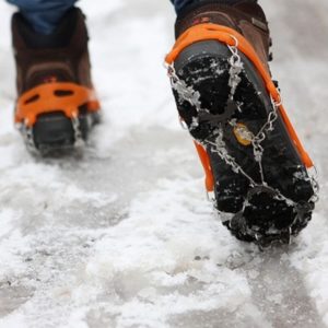 One Pair 8 Teeth Anti-Slip Ice Gripper Hiking Climbing Chain Shoes Covers(Orange) (OEM)