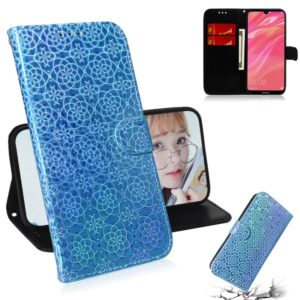 For Huawei Y7 Prime 2019 Solid Color Colorful Magnetic Buckle Horizontal Flip PU Leather Case with Holder & Card Slots & Wallet & Lanyard(Blue) (OEM)