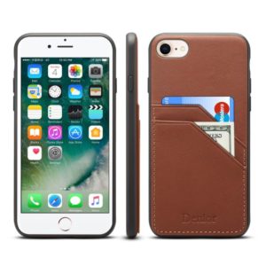 For iPhone 7 / 8 Denior V1 Luxury Car Cowhide Leather Protective Case with Double Card Slots(Brown) (Denior) (OEM)