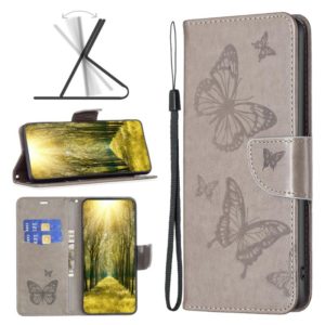 For Nokia G11 / G21 Embossing Two Butterflies Pattern Horizontal Flip PU Leather Case(Grey) (OEM)