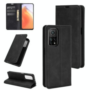 For Xiaomi Mi 10T / 10T Pro Retro-skin Business Magnetic Suction Leather Case with Holder & Card Slots & Wallet(Black) (OEM)