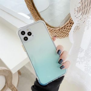 For iPhone 12 / 12 Pro Gradient Shockproof TPU + Acrylic Protective Case with Detachable Buttons(Gradient Green) (OEM)