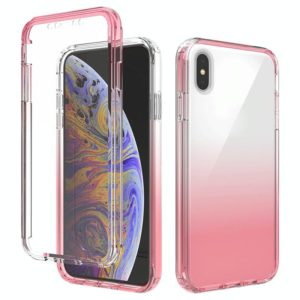 For iPhone XS Max Shockproof High Transparency Two-color Gradual Change PC+TPU Candy Colors Protective Case(Red) (OEM)