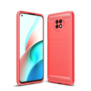 For Xiaomi Redmi Note9 5G Brushed Texture Carbon Fiber TPU Case(Red) (OEM)