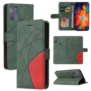 For Motorola Moto G50 Dual-color Splicing Horizontal Flip PU Leather Case with Holder & Card Slots & Wallet(Green) (OEM)