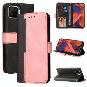 For OPPO F17/A73 2020/F17 Pro/A93 2020 Business Stitching-Color Horizontal Flip PU Leather Case with Holder & Card Slots & Photo Frame & Lanyard(Pink) (OEM)