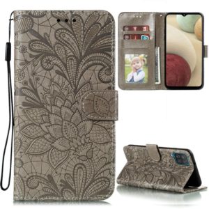 For Samsung Galaxy F62 / M62 Lace Flower Embossing Pattern Horizontal Flip Leather Case with Holder & Card Slots & Wallet & Photo Frame(Grey) (OEM)