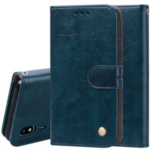 Business Style Oil Wax Texture Horizontal Flip Leather Case for Galaxy A2 Core, with Holder & Card Slots & Wallet (Blue) (OEM)