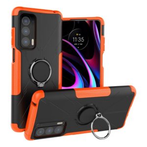 For Motorola Edge 2021 Armor Bear Shockproof PC + TPU Phone Protective Case with Ring Holder(Orange) (OEM)