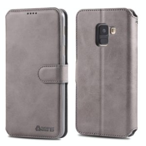 For Galaxy A8 2018 AZNS Calf Texture Magnetic Horizontal Flip PU Leather Case with Holder & Card Slots & Photo Frame(Gray) (AZNS) (OEM)