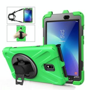For Samsung Galaxy Tab Active 2 8.0 T390/T395/T397 Shockproof Colorful Silicone + PC Protective Case with Holder & Hand Grip Strap & Pen Slot(Green) (OEM)