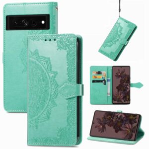 For Google Pixel 7 Pro Mandala Flower Embossed Leather Phone Case(Green) (OEM)
