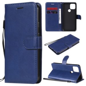 For Google Pixel 5 Solid Color Horizontal Flip Protective Leather Case with Holder & Card Slots & Wallet & Photo Frame & Lanyard(Blue) (OEM)