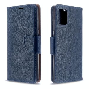 For Galaxy A51 Litchi Texture Pure Color Horizontal Flip PU Leather Case with Holder & Card Slots & Wallet & Lanyard(Dark Blue) (OEM)
