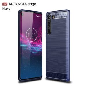 For Motorola Moto Edge Brushed Texture Carbon Fiber TPU Case(Navy Blue) (OEM)