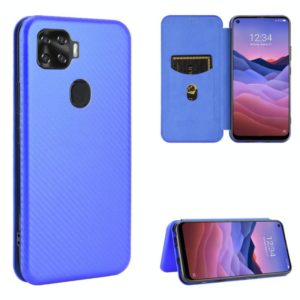 For ZTE A1 ZTG01 5G Carbon Fiber Texture Horizontal Flip TPU + PC + PU Leather Case with Card Slot(Blue) (OEM)