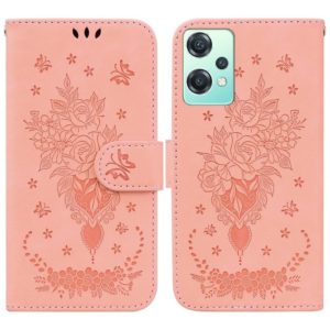 For OnePlus Nord CE 2 Lite 5G Butterfly Rose Embossed Leather Phone Case(Pink) (OEM)