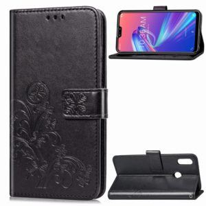 Lucky Clover Pressed Flowers Pattern Leather Case for ASUS ZB633KL, with Holder & Card Slots & Wallet & Hand Strap (Black) (OEM)
