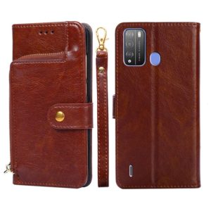 For Itel Vision 1 Pro Zipper Bag Leather Phone Case(Brown) (OEM)