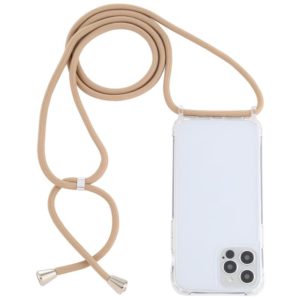 For iPhone 12 / 12 Pro Transparent Acrylic Airbag Shockproof Phone Protective Case with Lanyard(Camel) (OEM)