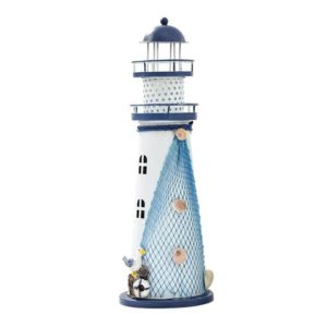 Mediterranean Style Flashing Ocean Tin Lighthouse Decoration, Style Random Delivery M1021 Large 30cm (OEM)