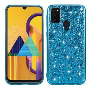 For Samsung Galaxy A21s Glitter Powder Shockproof TPU Protective Case(Blue) (OEM)