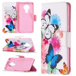 For Nokia 5.3 Colored Drawing Pattern Horizontal Flip Leather Case with Holder & Card Slots & Wallet(Butterfly) (OEM)
