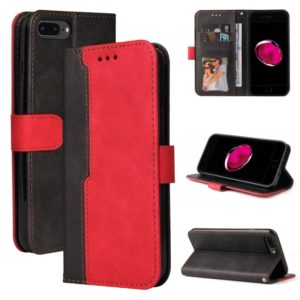 Business Stitching-Color Horizontal Flip PU Leather Case with Holder & Card Slots & Photo Frame For iPhone 8 Plus / 7 Plus(Red) (OEM)