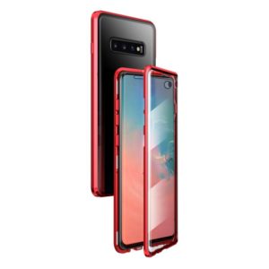 For Samsung Galaxy S10 Magnetic Metal Frame Double-sided Tempered Glass Case(Red) (OEM)