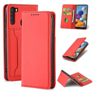 For Samsung Galaxy A21 Strong Magnetism Liquid Feel Horizontal Flip Leather Case with Holder & Card Slots & Wallet(Red) (OEM)