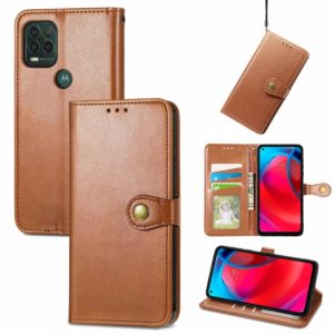 For Motorola Moto G Stylus 5G Solid Color Leather Buckle Phone Case with Lanyard & Photo Frame & Card Slot & Wallet & Stand Function(Brown) (OEM)