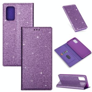 For Samsung Galaxy A51 Ultrathin Glitter Magnetic Horizontal Flip Leather Case with Holder & Card Slots(Purple) (OEM)