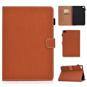 For iPad Mini 4 / Mini 3 / Mini 2 / Mini Solid Color Tablet PC Universal Magnetic Horizontal Flip Leather Case with Card Slots & Holder(Brown) (OEM)
