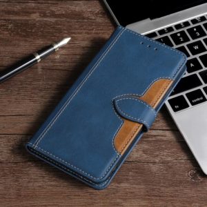 For iPhone X / XS Stitching Skin Feel Magnetic Buckle Horizontal Flip PU Leather Case with Holder & Card Slots & Wallet(Blue) (OEM)
