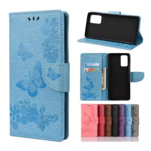 For Samsung Galaxy Note20 Ultra Butterflies Embossing Horizontal Flip Leather Case with Holder & Card Slots & Wallet(Blue) (OEM)