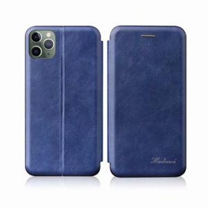 For iPhone 11 Pro Integrated Electricity Pressing Retro Texture Magnetic TPU+PU Leather Casewith Card Slot & Holder(Blue) (OEM)