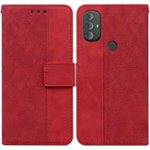 For Motorola Moto G Power 2022 Geometric Embossed Leather Phone Case(Red) (OEM)